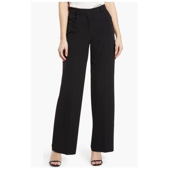 VINCE CAMUTO Black Stretch Crepe Wide Leg High Waist Pants Size 10 - Picture 1 of 10